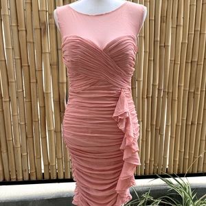 SIGNATURE BY SANGRIA RUCHED COCKTAIL BODYCON DRESS, SIZE 10